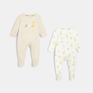 Baby boy's white jersey animal sleepsuit (set of 2) 1