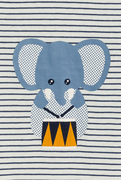 Kurzer blauer Overall mit Streifen und Elefant Kleinkind Junge 2