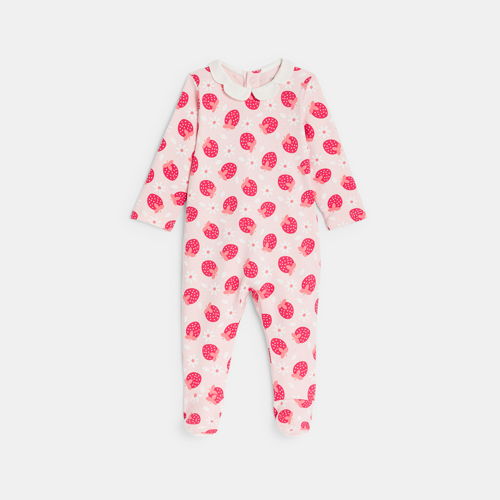 Dors-bien interlock fraises col pétale rose bébé fille 1