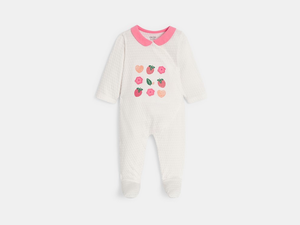 Dors-bien jersey fantaisie cœurs blanc bébé fille 1