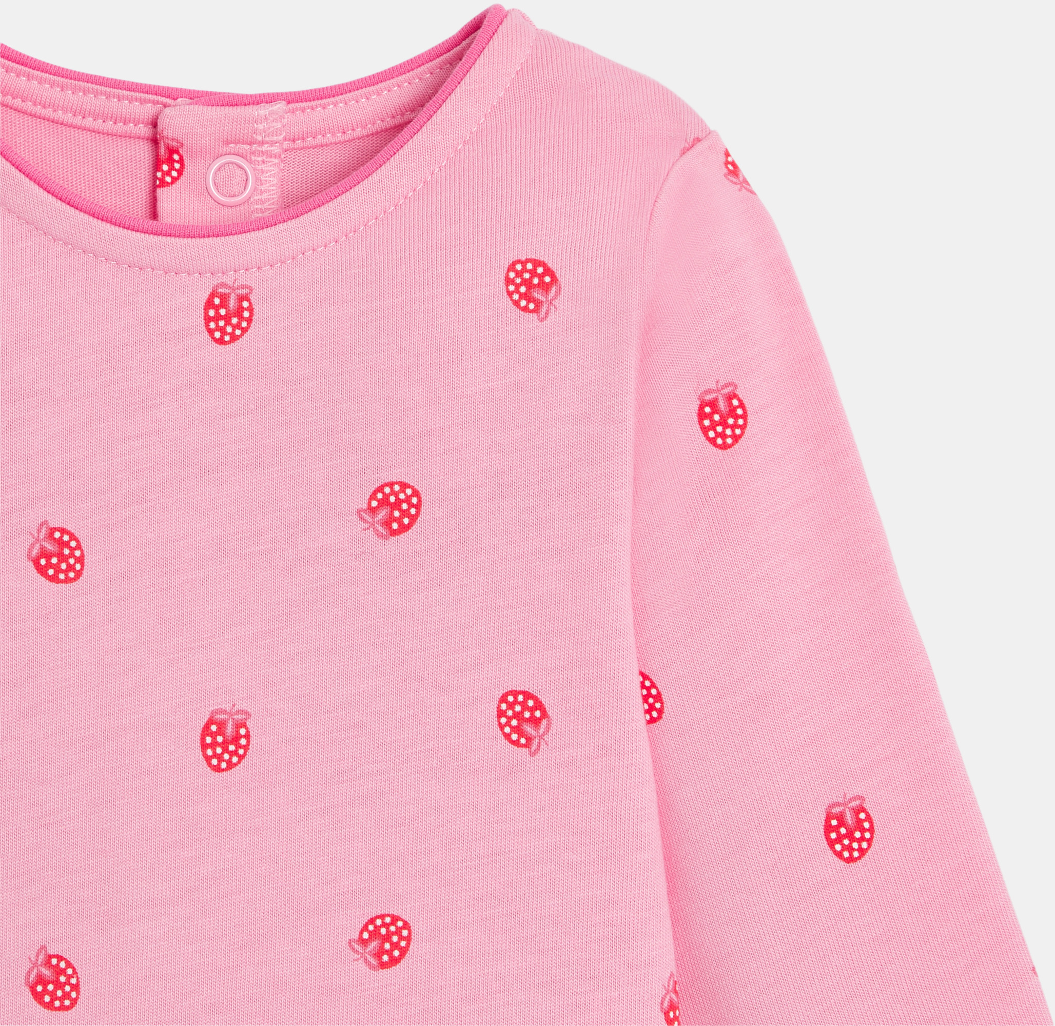 Dors-bien jersey fraises rose bébé fille 2