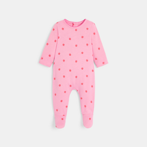 Baby girl's pink strawberry jersey sleepsuit 1