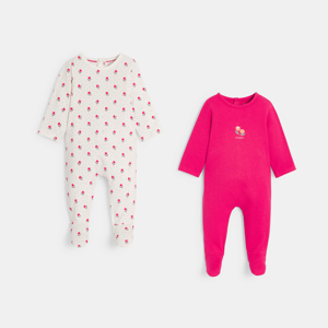 Baby girl's pink tulips jersey sleepsuit (set of 2) 1