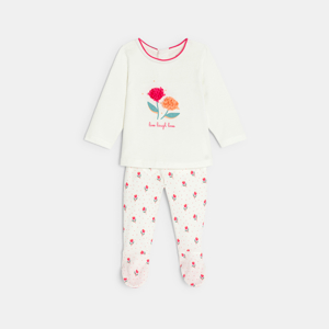 Pyjama fleuri blanc bébé fille 1