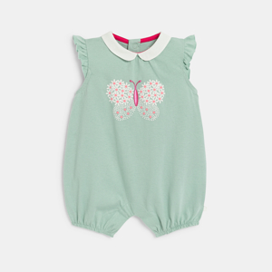 Combi courte papillon fleuri vert bébé fille 1