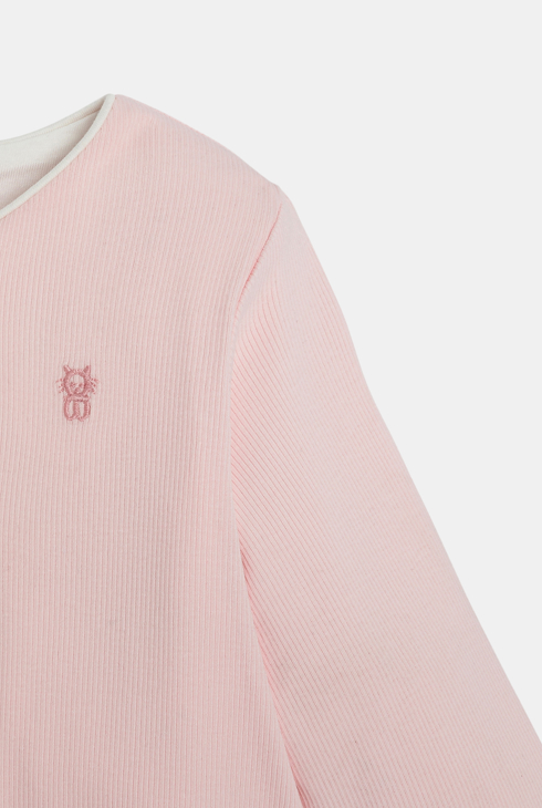 Gerippte rosa Jersey-Strickjacke Neugeborene Mädchen