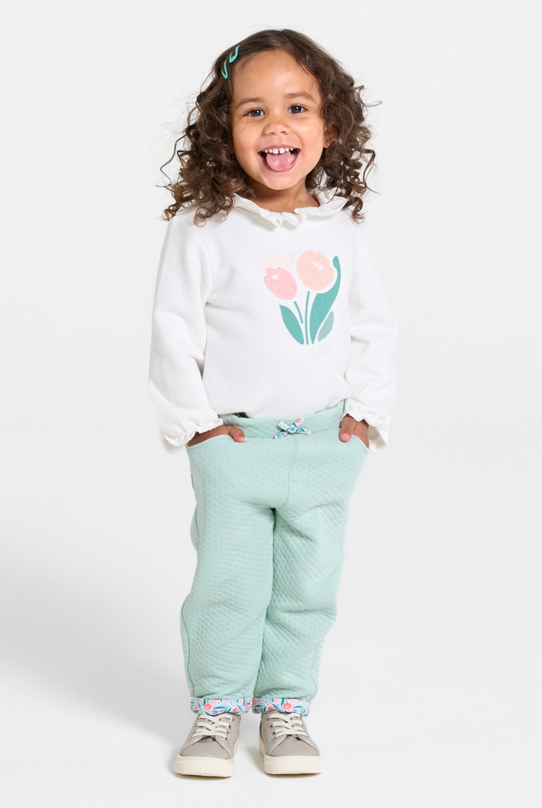 Pantalon souple fantaisie vert bébé fille 1