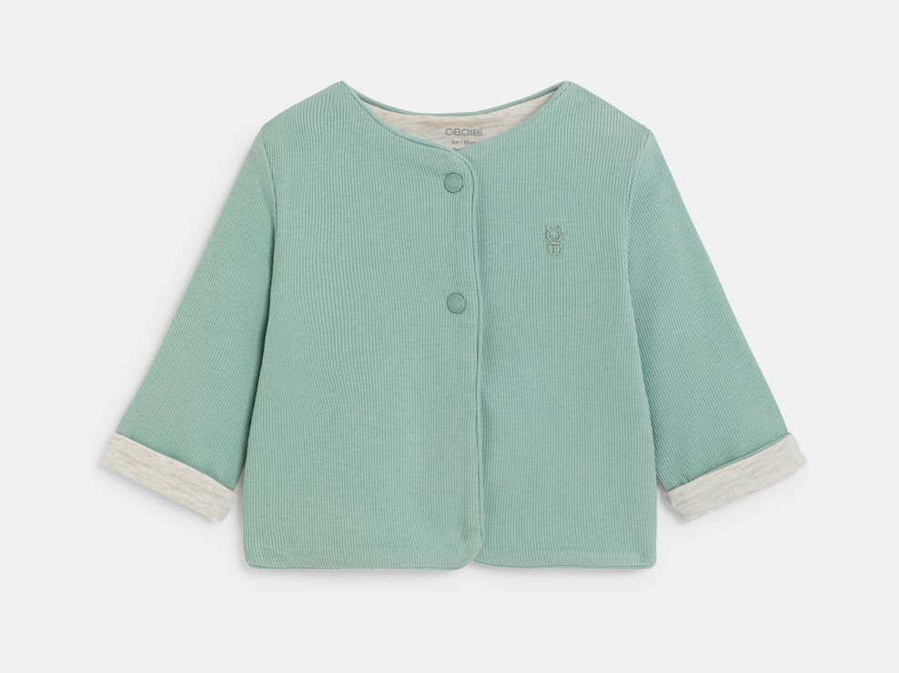Gilet jersey côtelé vert naissance mixte 1