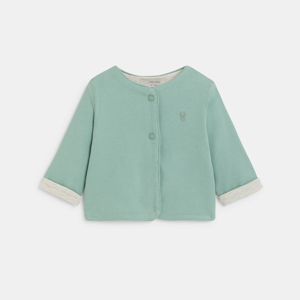 Unisex newborn green ribbed jersey cardigan 1