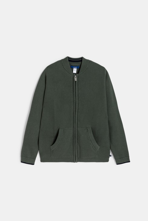Long gilet col teddy vert Garçon 1