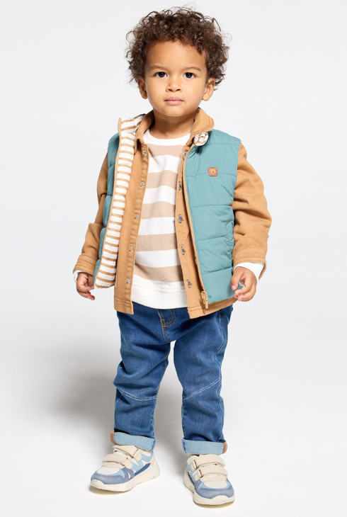 Doudoune sans manches réversible vert bébé garçon 2