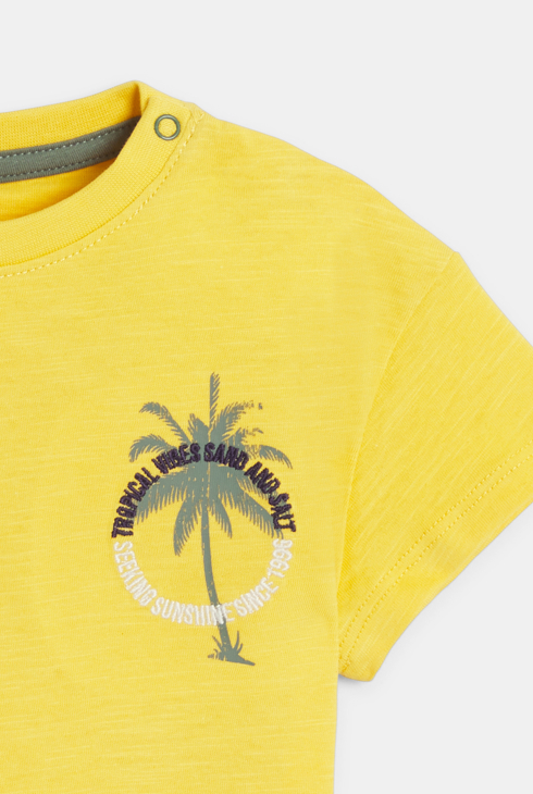 T-shirt manches courtes palmier jaune bébé garçon 2