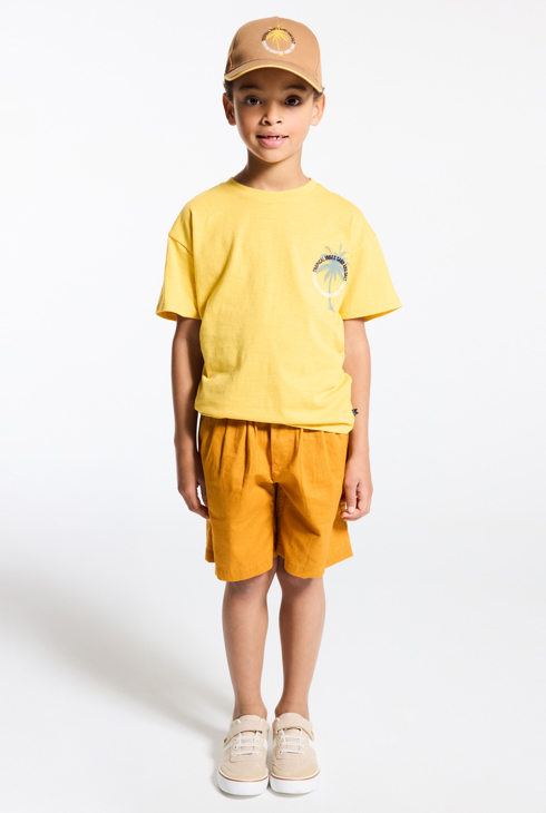 T-shirt a maniche corte gialla con palma neonato 1