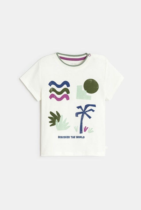 T-shirt bianca con palme neonato 1