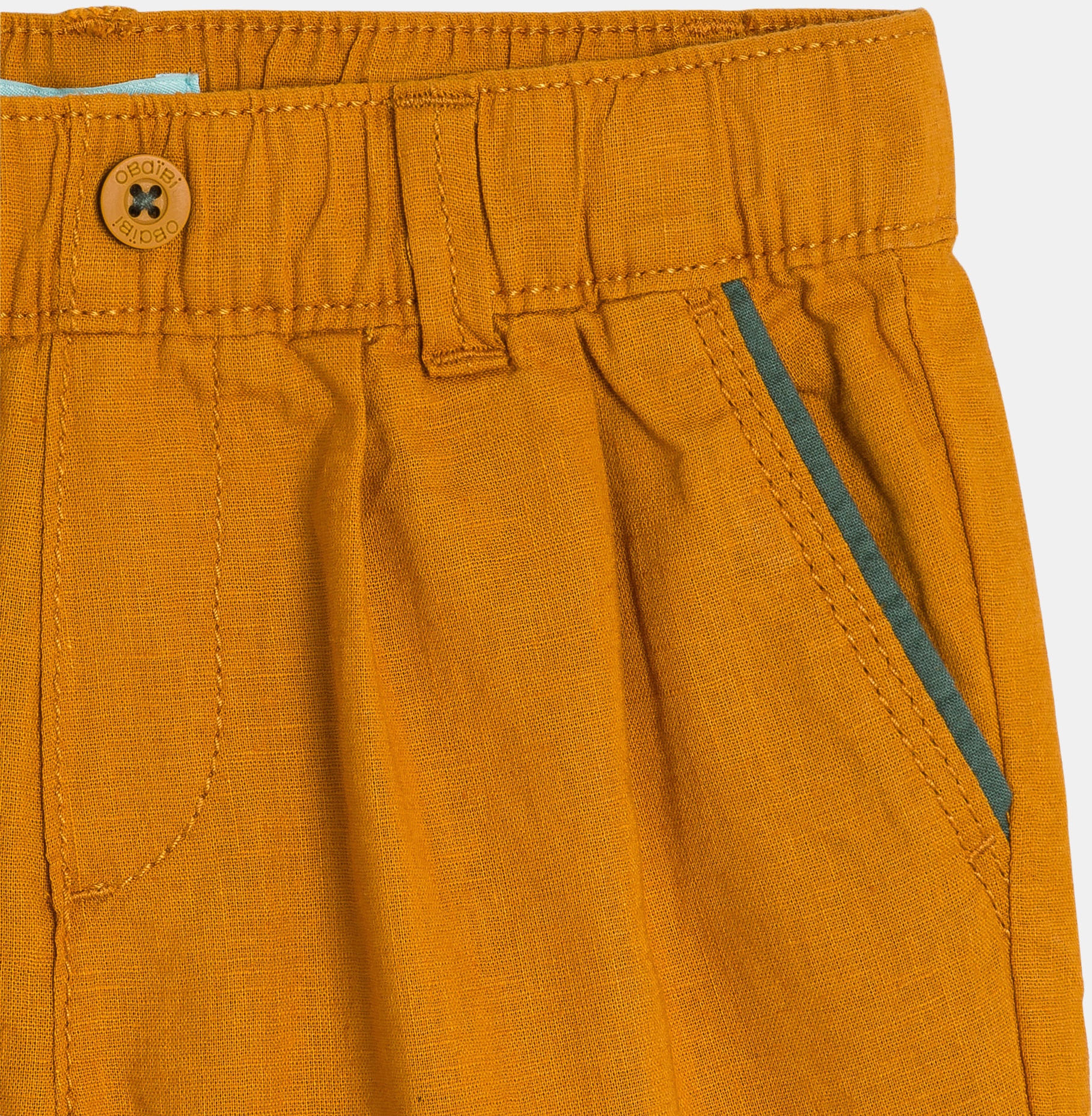 Ockergelbe Jungen-Shorts aus Leinen und Baumwolle für Kleinkinder 2