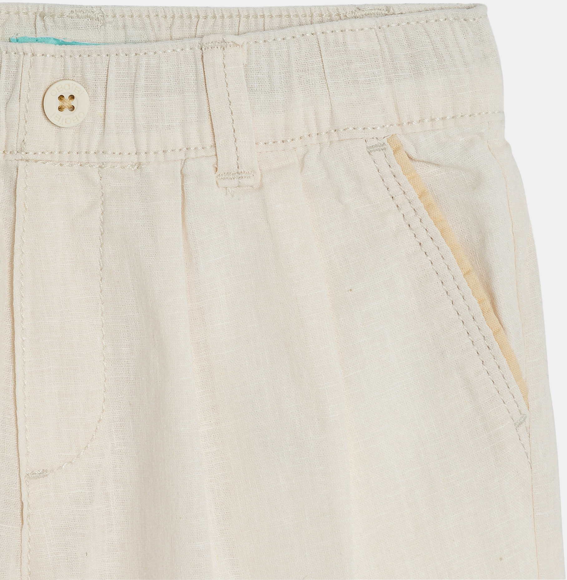 Weiße Baby-Shorts aus Leinen und Baumwolle für Jungen 2