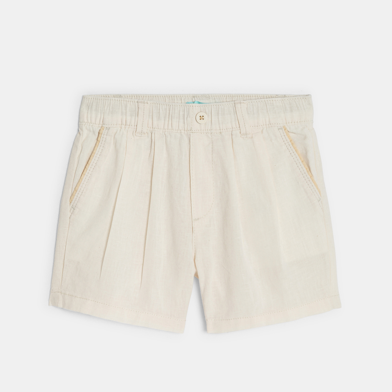 Weiße Baby-Shorts aus Leinen und Baumwolle für Jungen