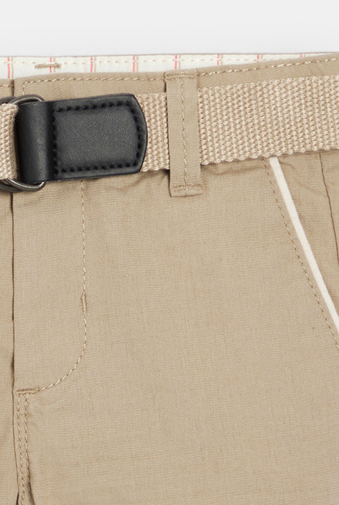 Beige Shorts aus Baumwolle und Leinen mit Umschlag Kleinkind Junge 2