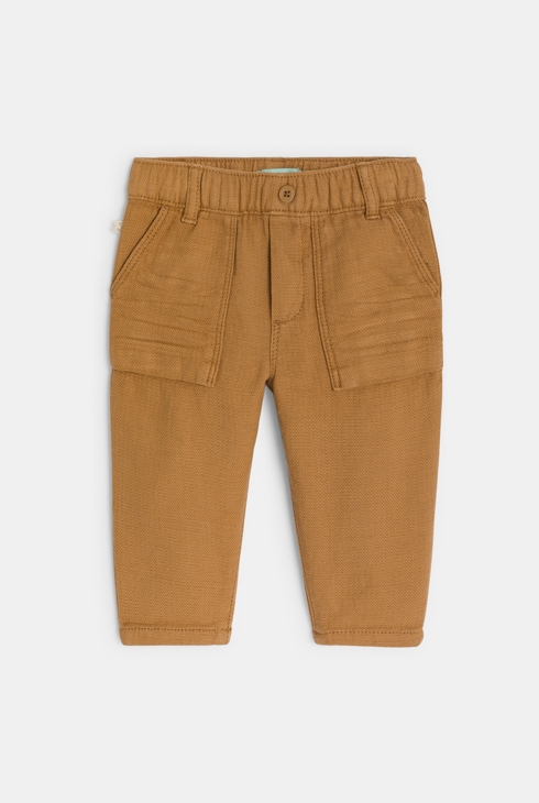 Pantalon lin et coton marron bébé garçon 2