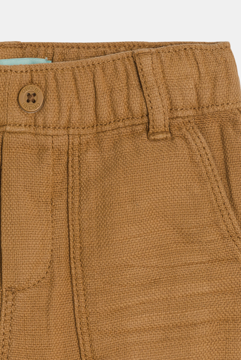 Pantalon lin et coton marron bébé garçon