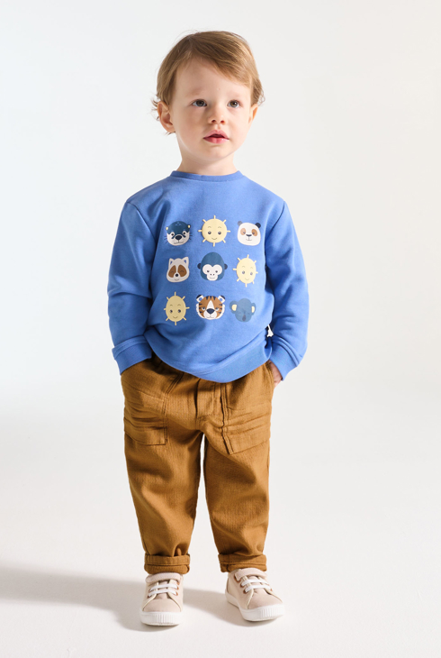 Pantalon lin et coton marron bébé garçon 1