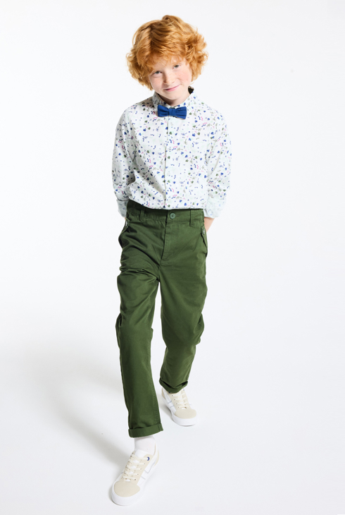 Pantaloni dal taglio dritto in cotone verde neonato 1
