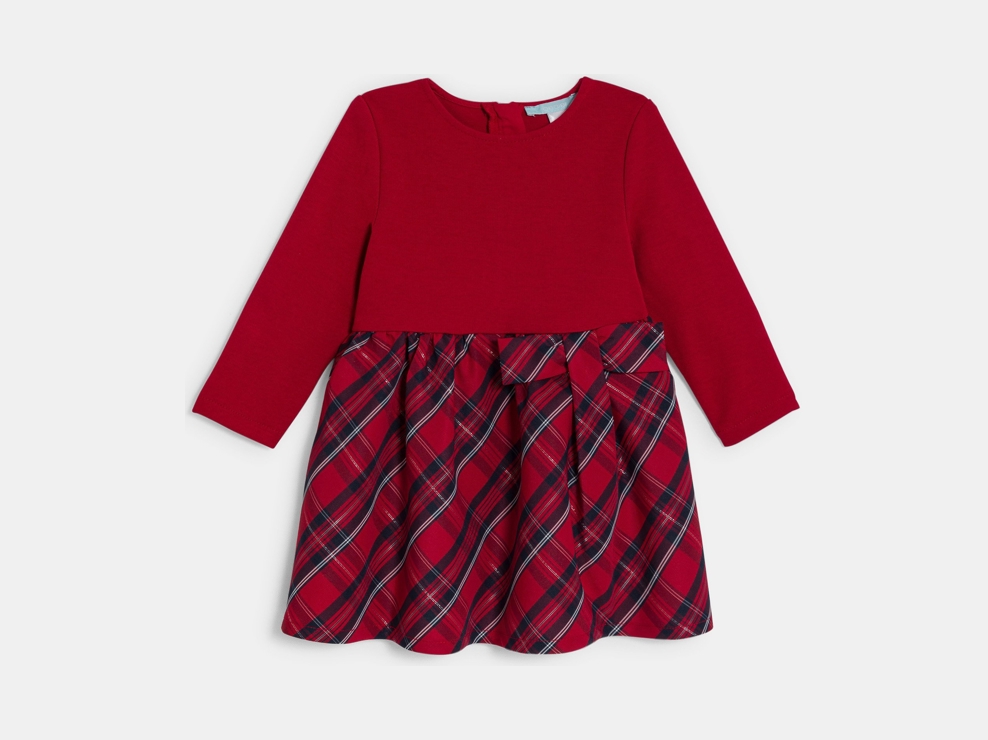 Abito da festa roosso a quadri per neonata 1