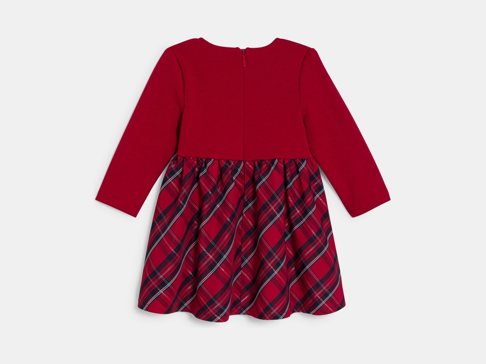 Abito da festa roosso a quadri per neonata 2