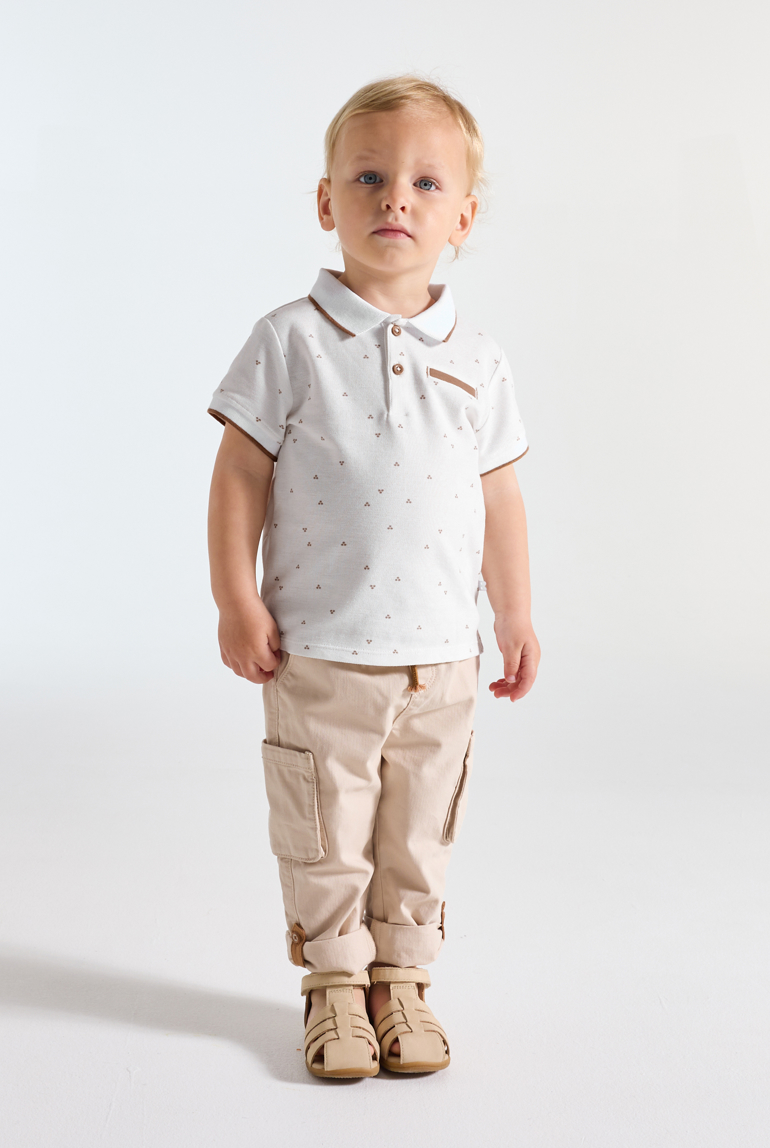 Weißes Poloshirt aus Pikee-Baumwolle Kleinkind Junge 1