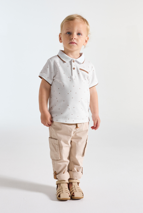 Polo de piqué de algodón estampado blanco bebé niño 1