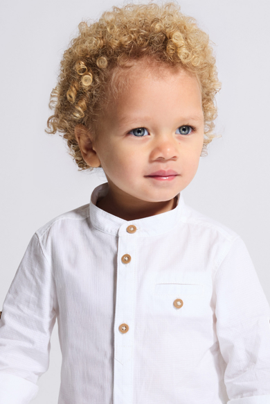 Chemise liquette coton fantaisie blanc bébé garçon