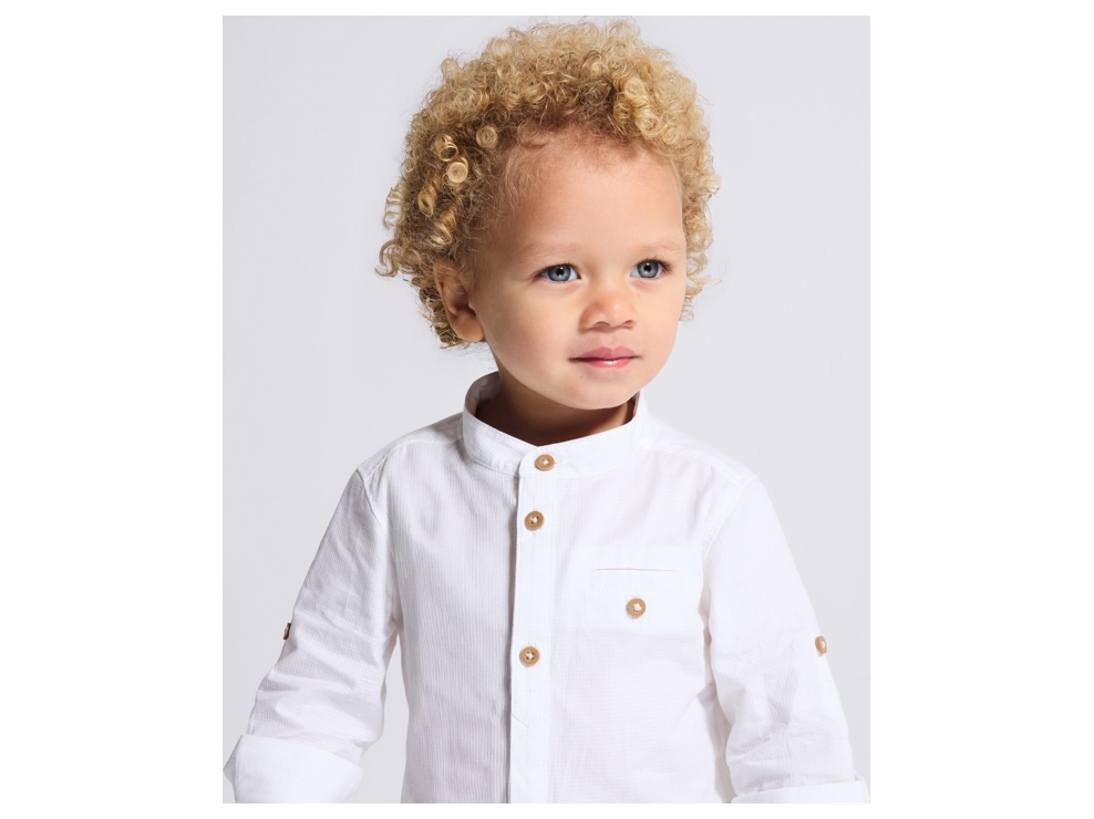 Chemise liquette coton fantaisie blanc bébé garçon 1