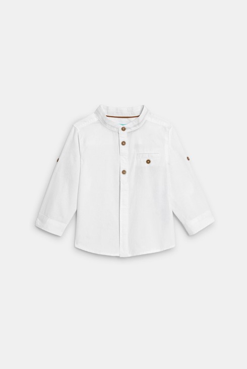Ozdobna biała koszula luźna z bawełny niemowlę chłopiec 1