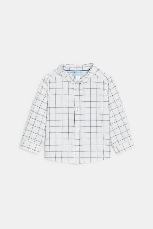Camisa de cuadros manga larga remangable blanco bebé niño 1