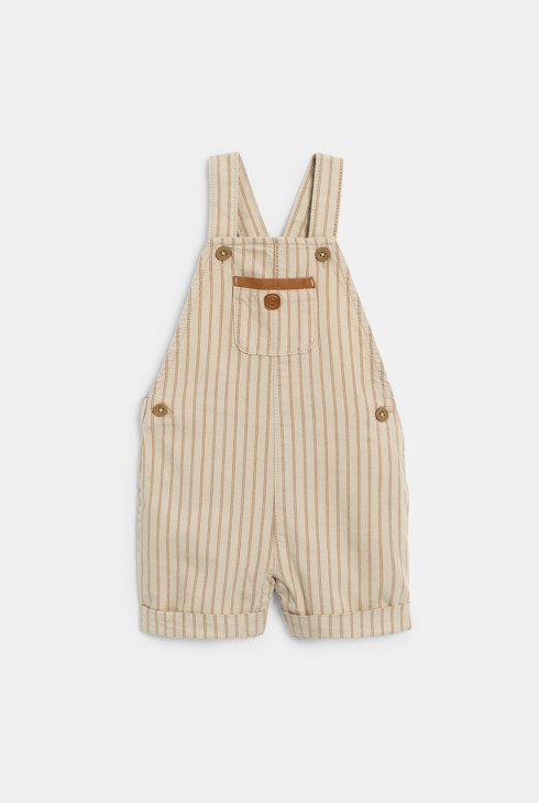 Kurze braune gestreifte Latzhose und Poloshirt Kleinkind Junge 2