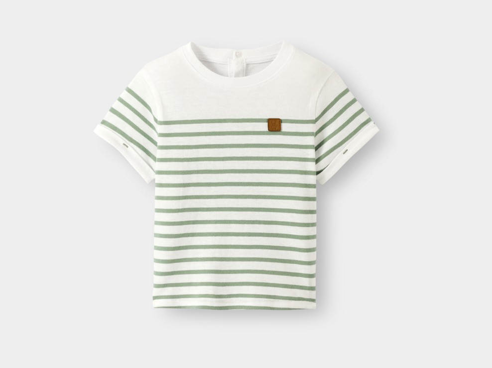 Camiseta de rayas marinera verde bebé niño 2