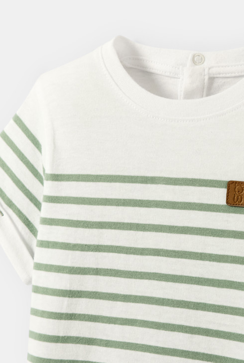 Matrosen-T-Shirt gestreift grün Kleinkind Jungen