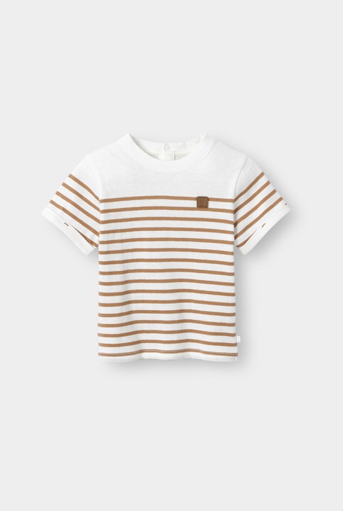 T-Shirt braun gestreift Kleinkind Jungen 2