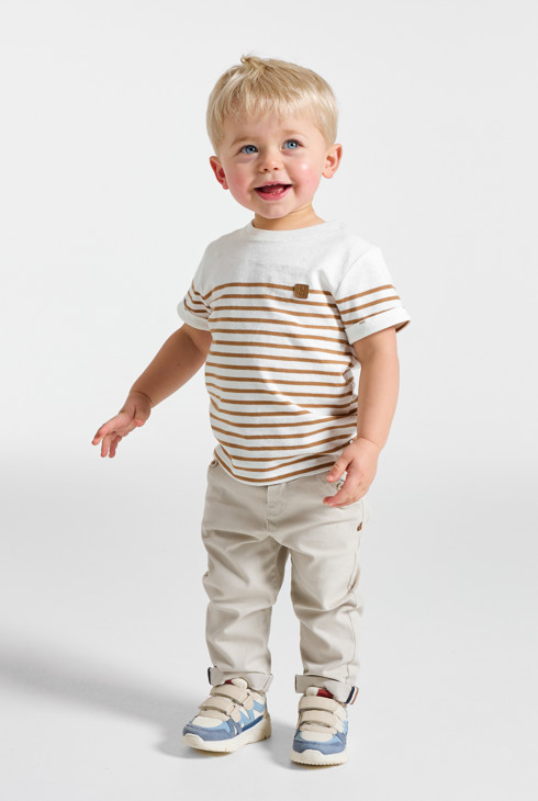 T-Shirt braun gestreift Kleinkind Jungen 1