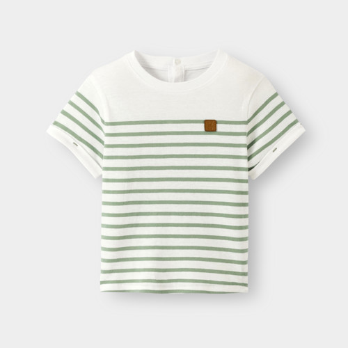 T-shirt Rayé Marinière Vert Bébé Garçon - Vert Olivier - 23M - OBAIBI