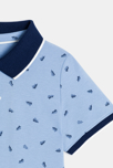 Polo manches courtes en jersey piqué imprimé bleu Garçon 2