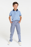 Polo de manga corta en punto piqué estampado azul niño 4