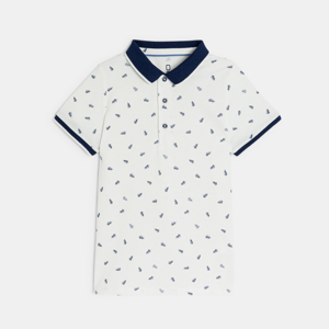 Polo van piqué jersey met korte mouwen en print voor jongens 1