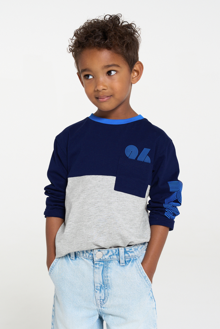 T-shirt manches longues colorblock gris Garçon 1