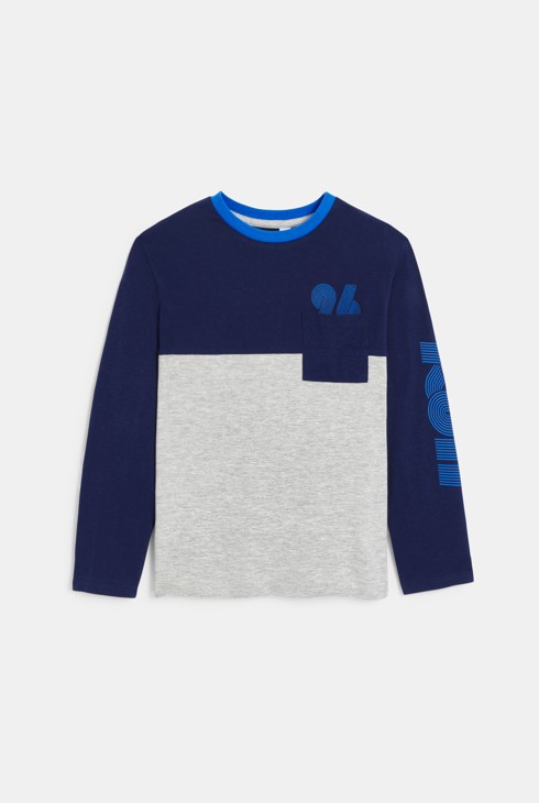 Boys' grey colourblock long-sleeve T-shirt 2