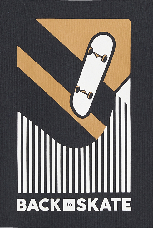 Langärmeliges braunes T-Shirt mit Skater-Motiv für Jungen