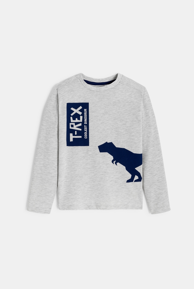 T-shirt manches longues dinosaure blanc Garçon 1