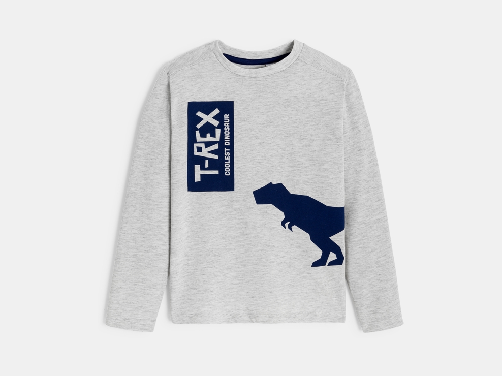 Camiseta de manga larga dinosaurio blanco niño 1
