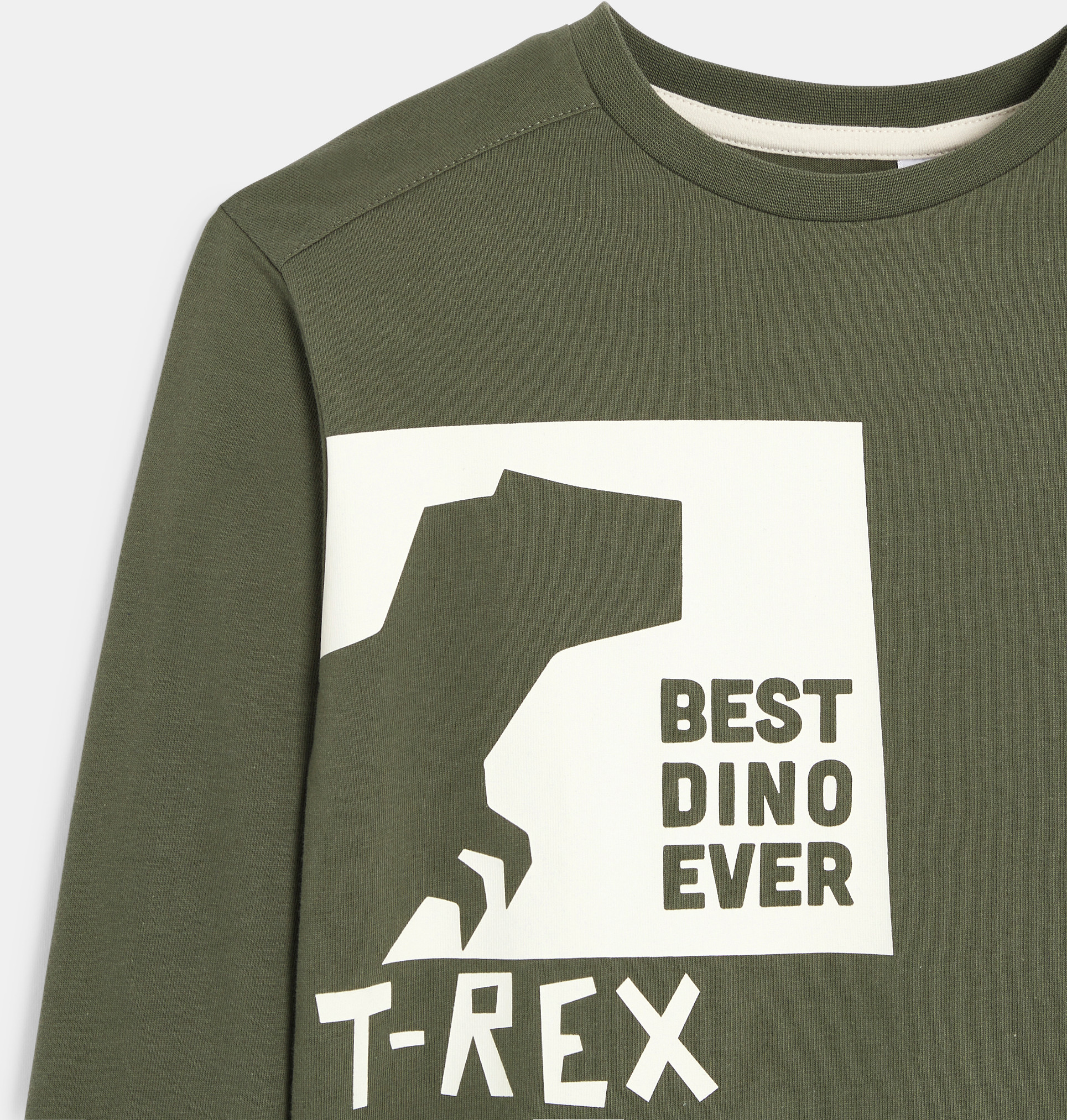 T-shirt manches longues dinosaure kaki Garçon