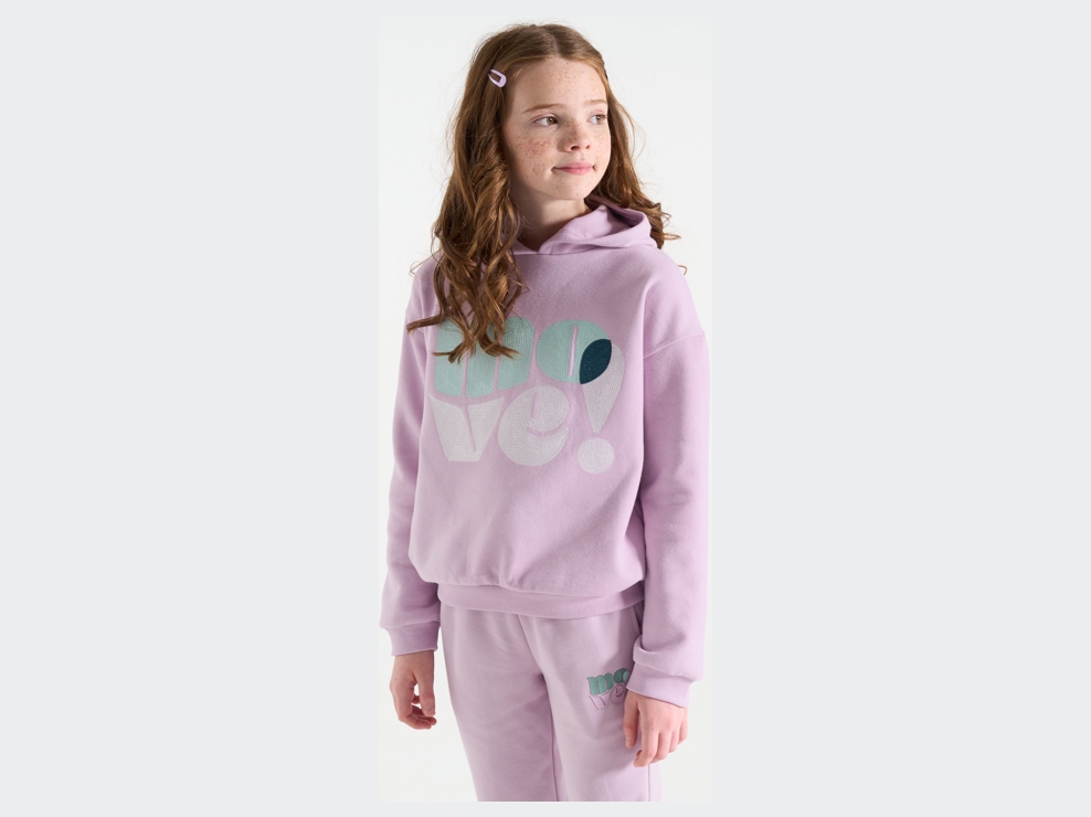 Sudadera malva con mensaje niña 1